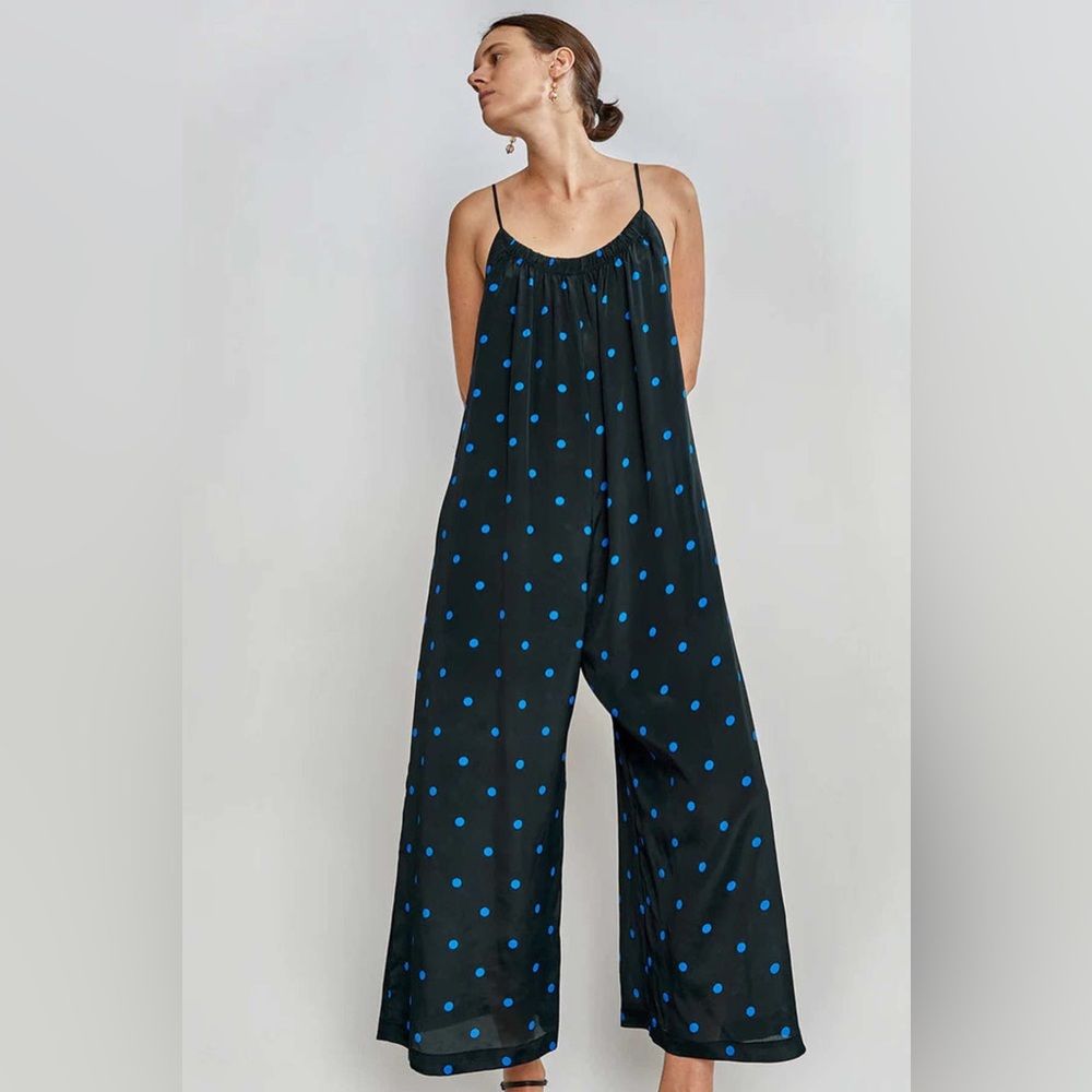 No. 6 Store Eve Jumpsuit - Black/Royal Dot - Medium